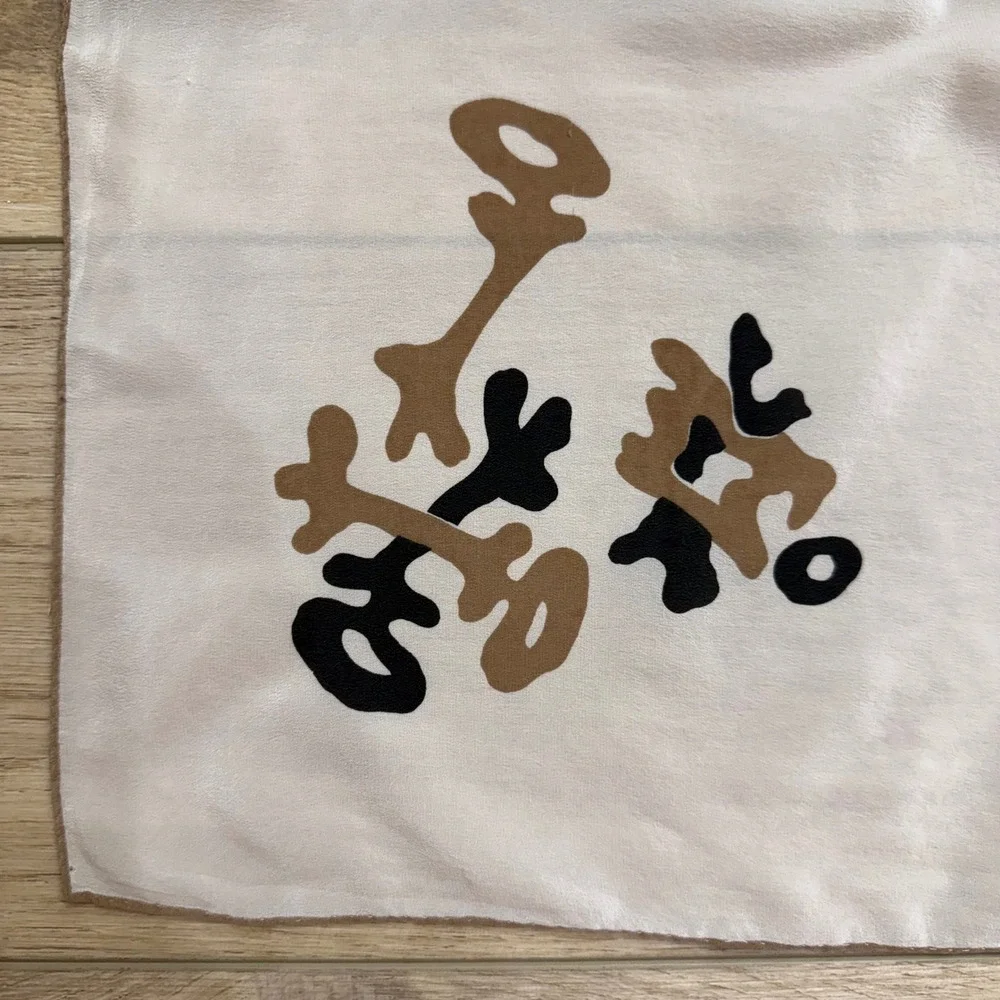 Echo Oriental Keys‎ Vintage Square Scarf White Black Tan Minimalist Capsule 32